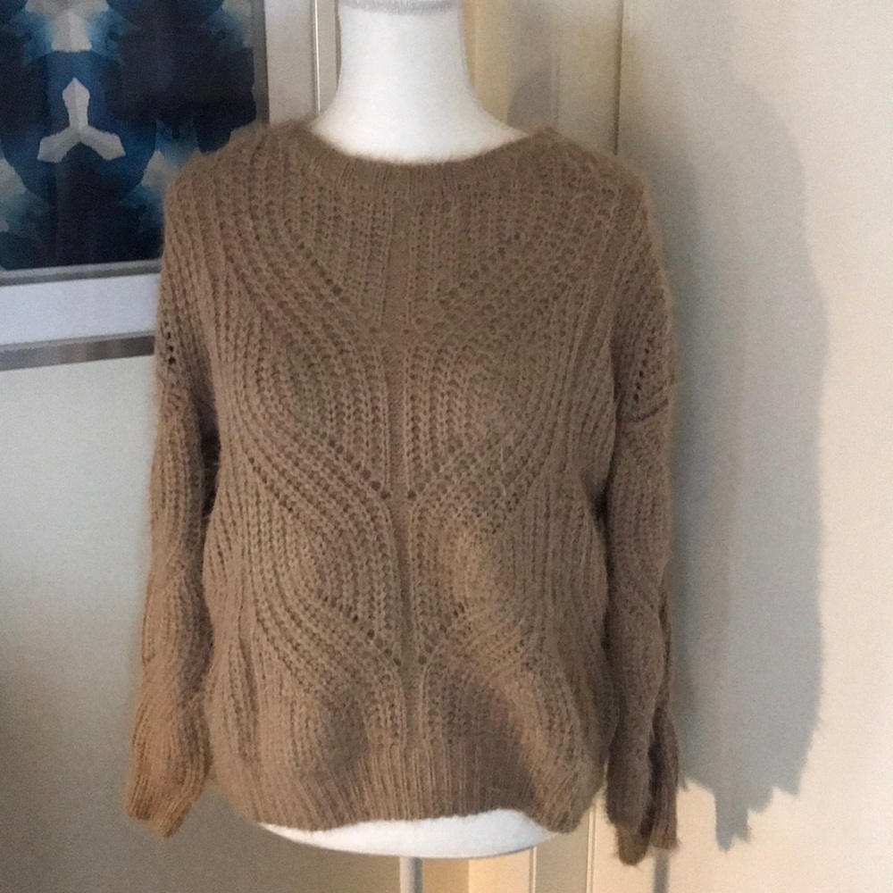 Camel cable knit sweater